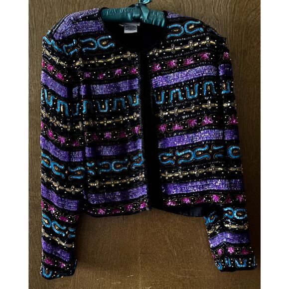 TAIT MATE vintage silk sequin jacket—  statement  late 1980s to early 1990s, - Picture 3 of 5